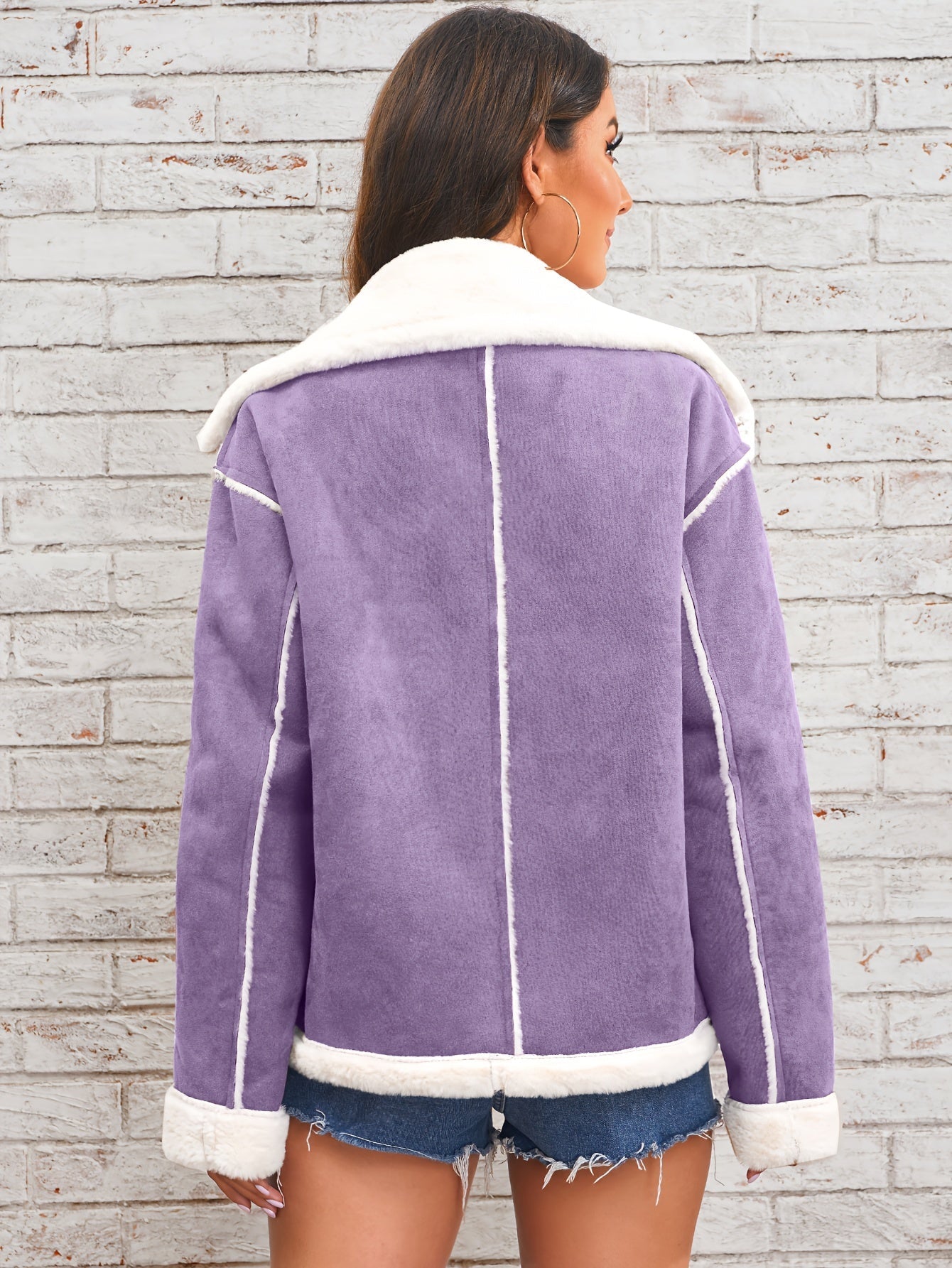 Veste peluche à revers