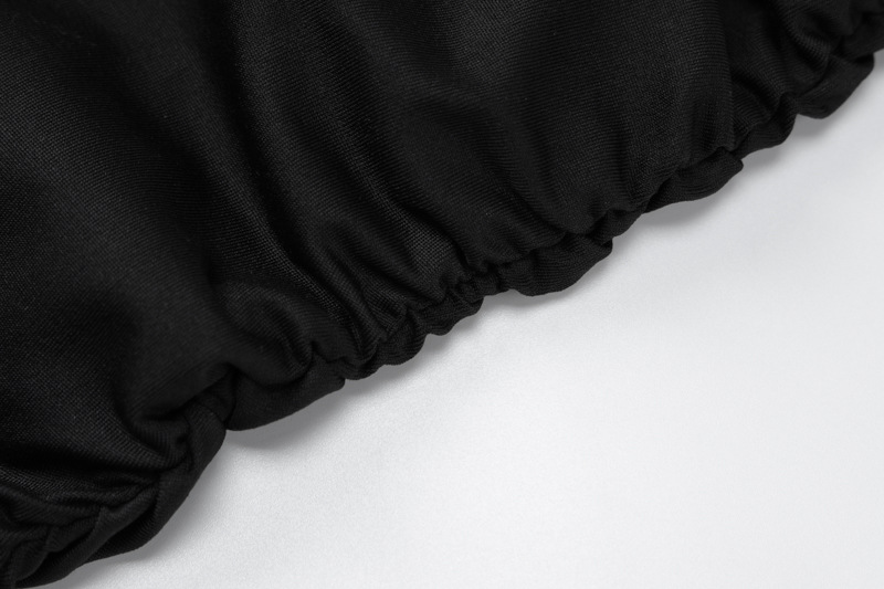 Robe fourreau rose noir avec col licou, col en V, lacets et gants