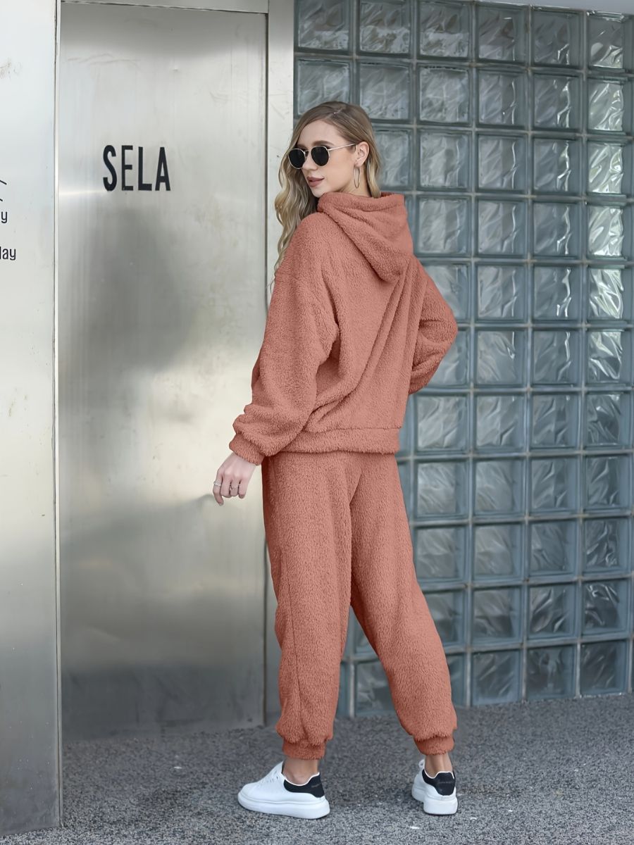 Tops Teddy avec capuche et pantalons longs et chauds