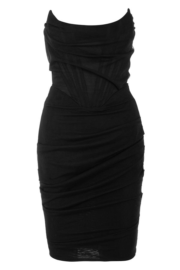 Robe corset bustier en maille noire