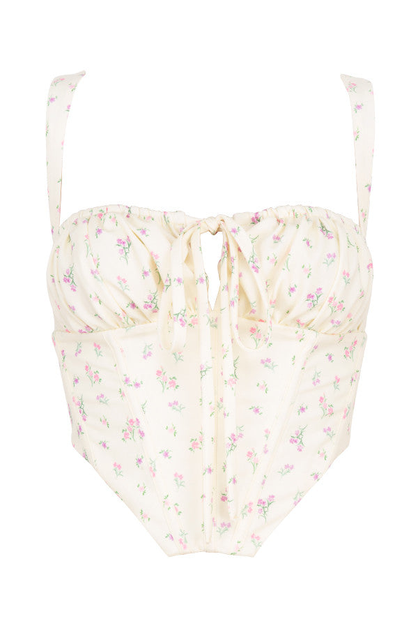 Corset fleuri jaune