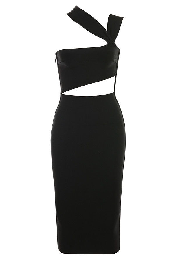 Robe midi bandage découpée marron clair