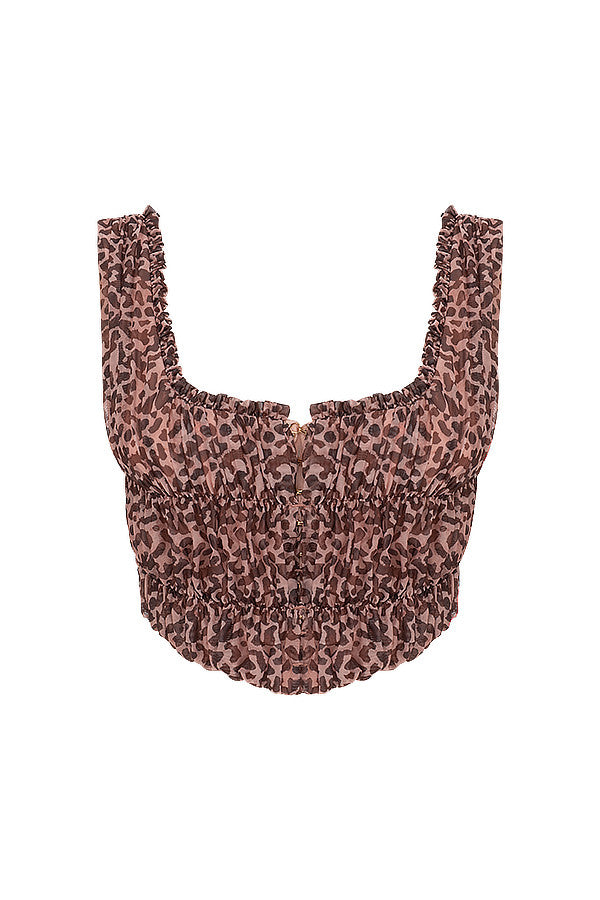 Corset imprimé animalier à volants