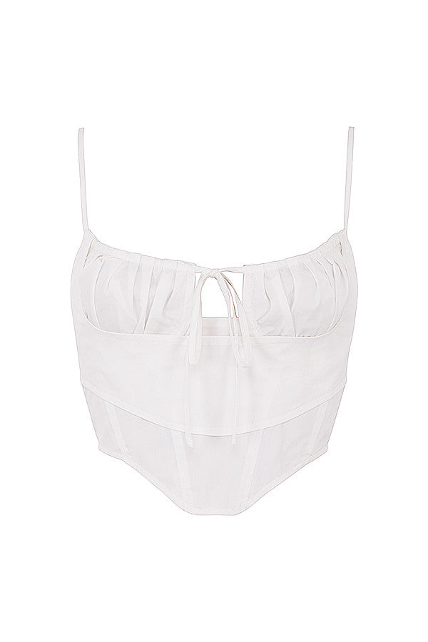 Korset court en popeline blanc