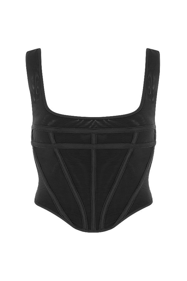 Haut corset en maille noire