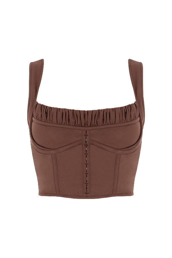 Haut corset froncé chocolat