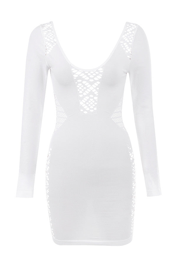 Mini-robe en maille stretch blanche
