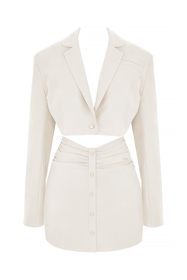 Robe chemise ivoire avec découpe