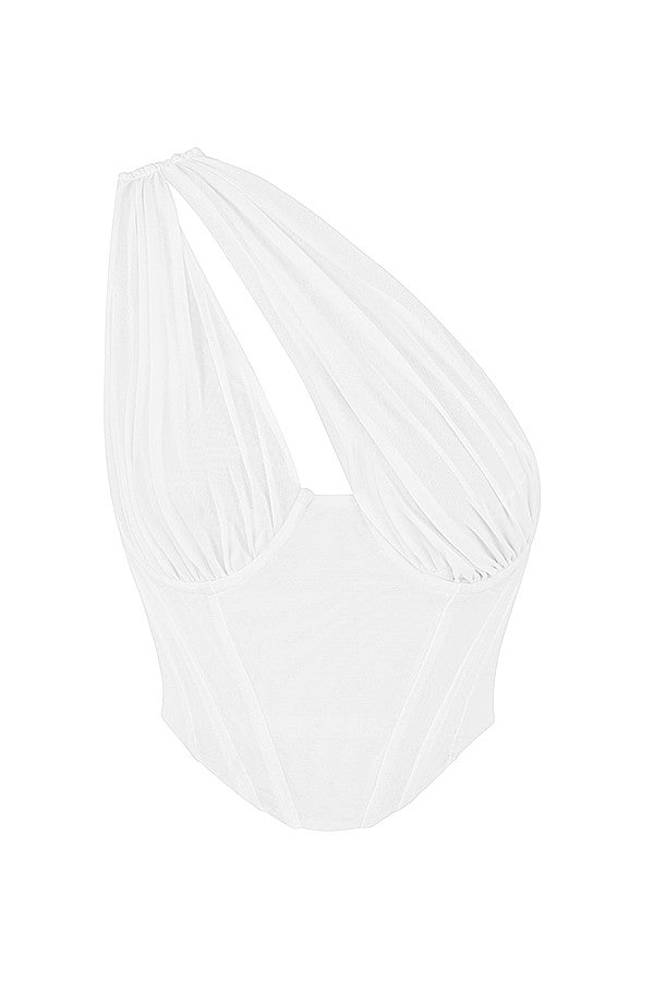 Corset découpé en maille blanche