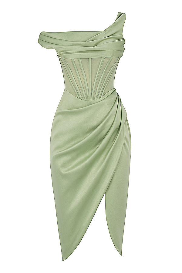 Robe corset midi asymétrique drapée