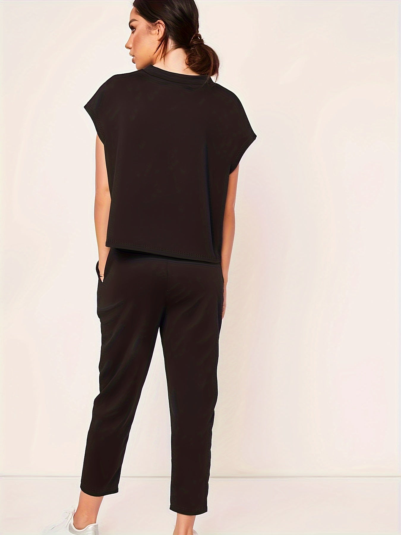 Haut et pantalon décontractés à manches courtes pour femmes
