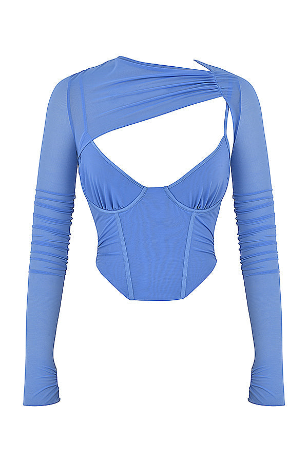 Corset coupe asymétrique Bleuet