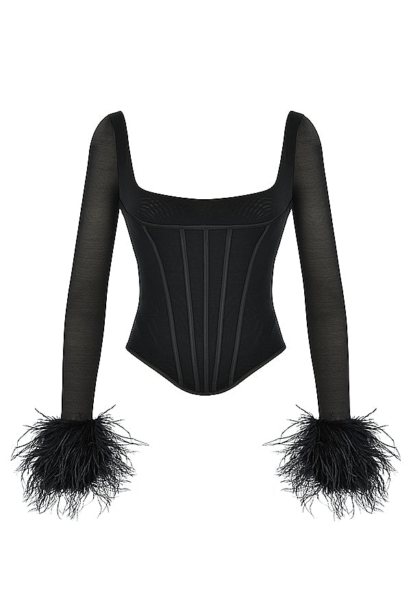 Corset noir finition résille