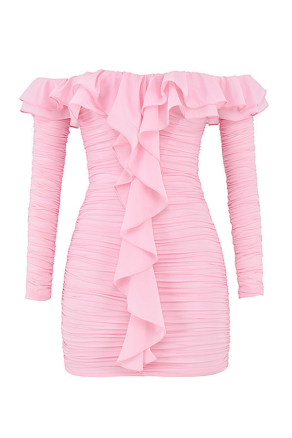 Mini-robe rose féerique en soie véritable