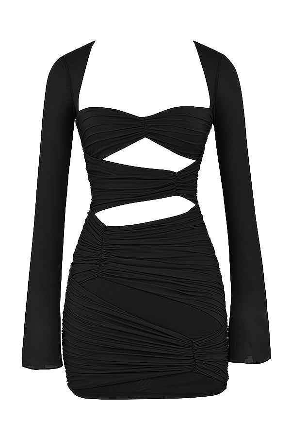 Mini-robe en soie véritable avec découpe