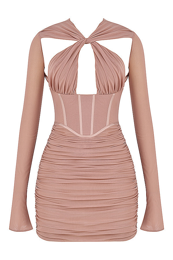 Mini-robe corset rose poudré