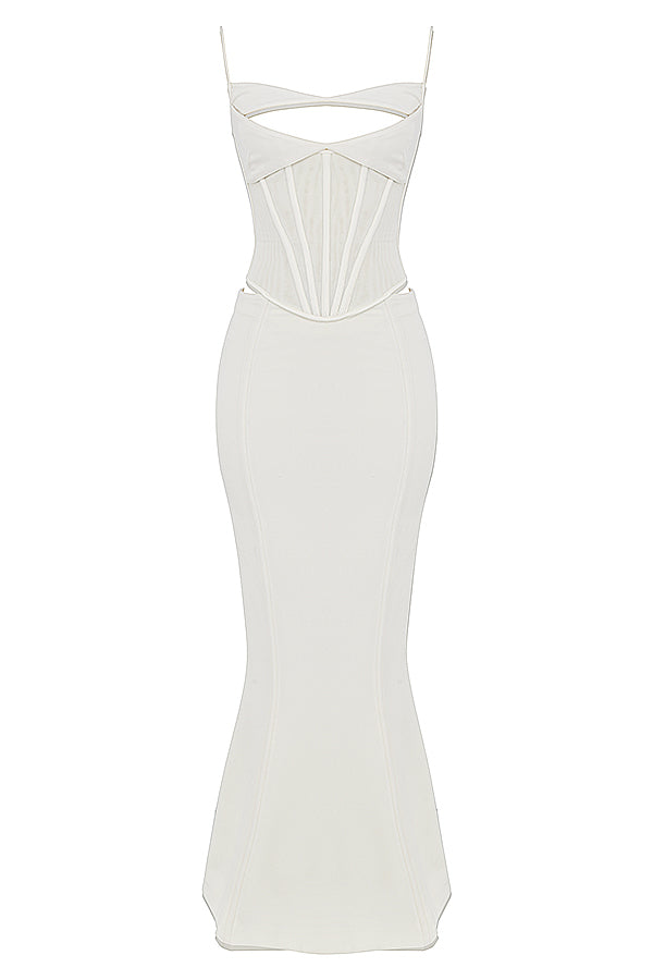 Robe longue corset ivoire