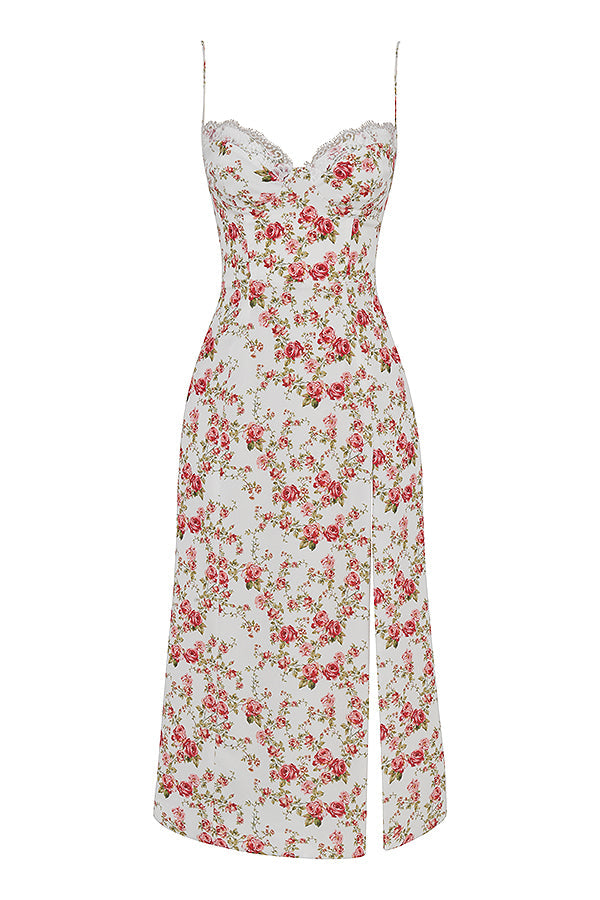 Corset imprimé midi zonnejurk