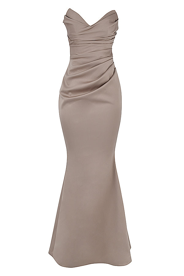 Robe bustier en satin champignon