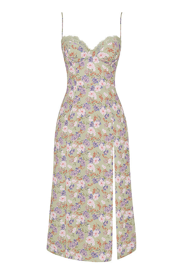 Corset imprimé midi zonnejurk