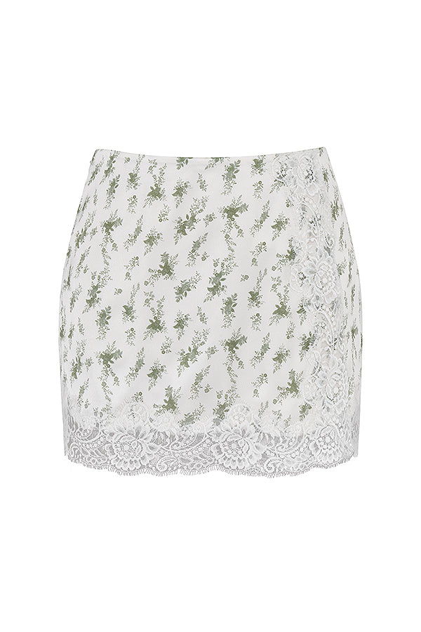 Top avec bordure en dentelle et mini-jupe à imprimé jardin