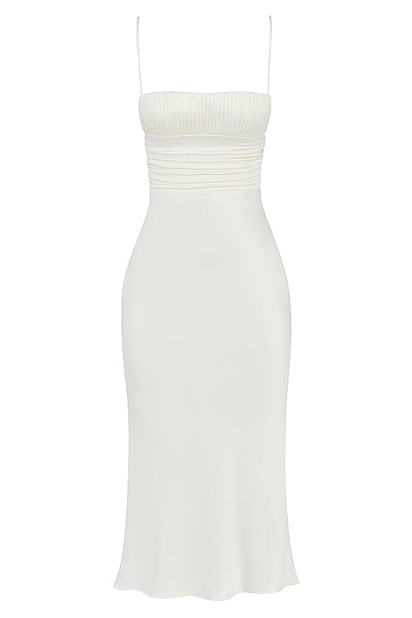 Robe corset midi en satin ivoire