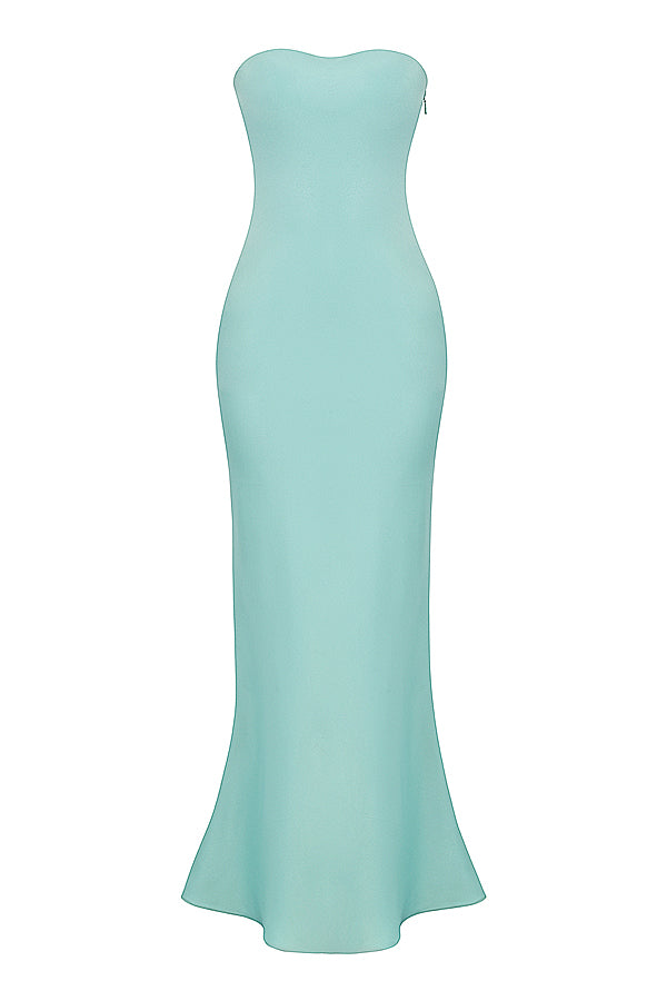 Robe longue bustier en satin Jade