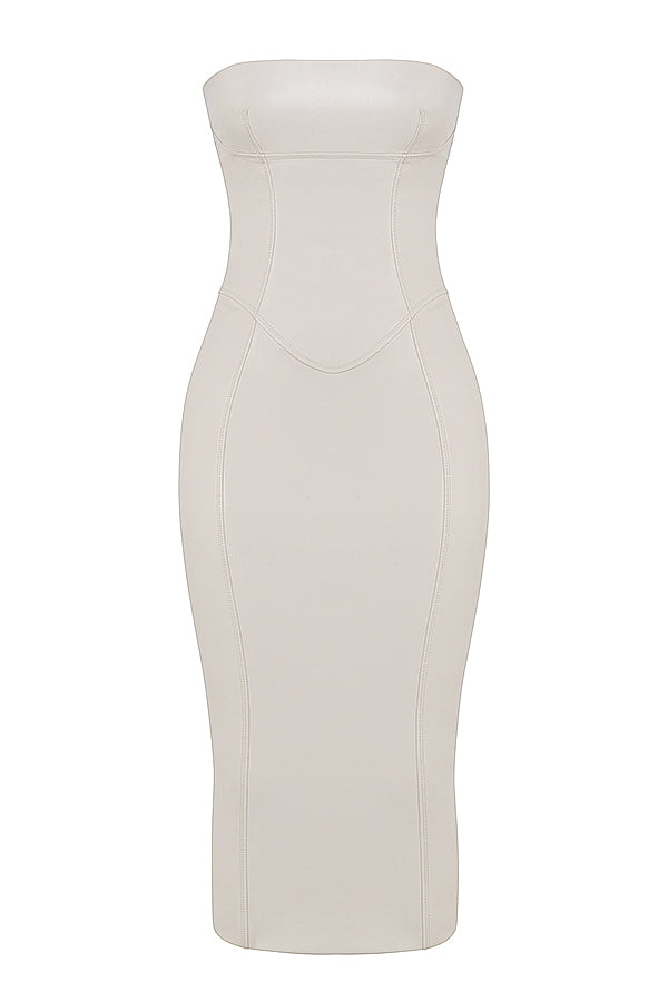 Robe bustier en cuir vegan ivoire
