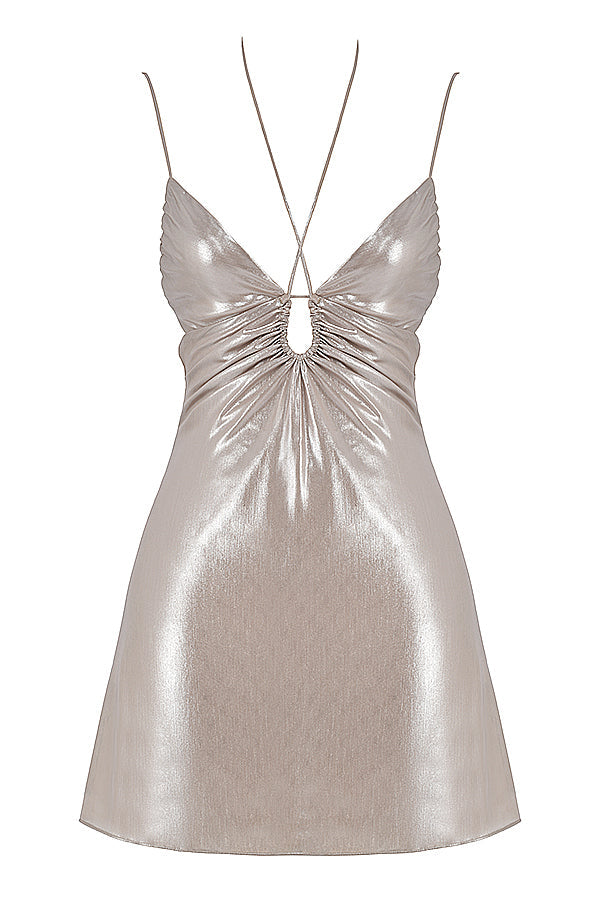 Mini-robe beige brillante