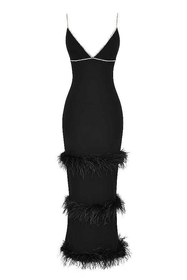 Robe longue noire cristallisée