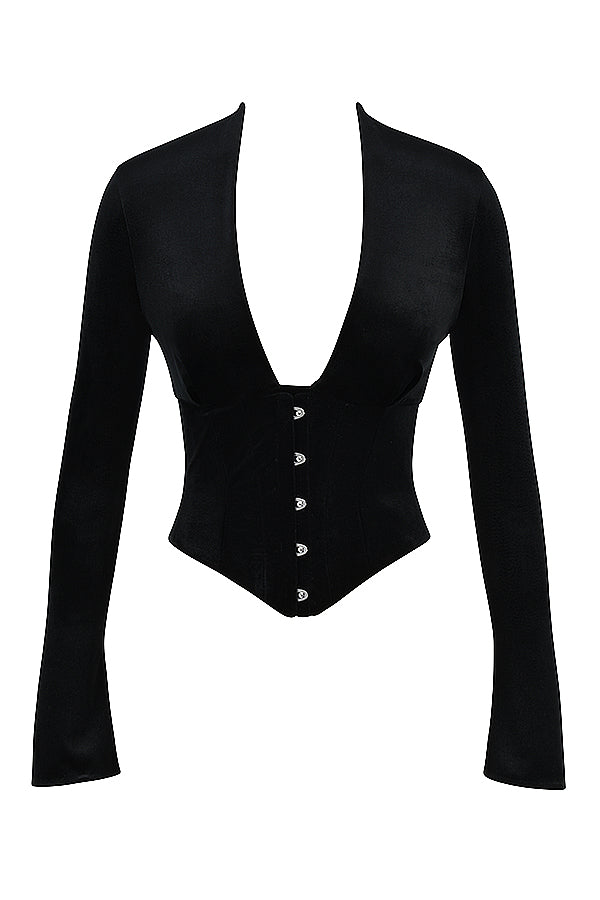 Corset en velours noir avec pantalon court
