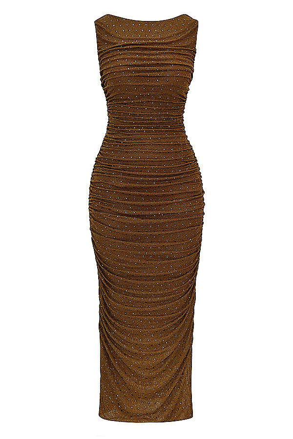Robe longue cristallisée café