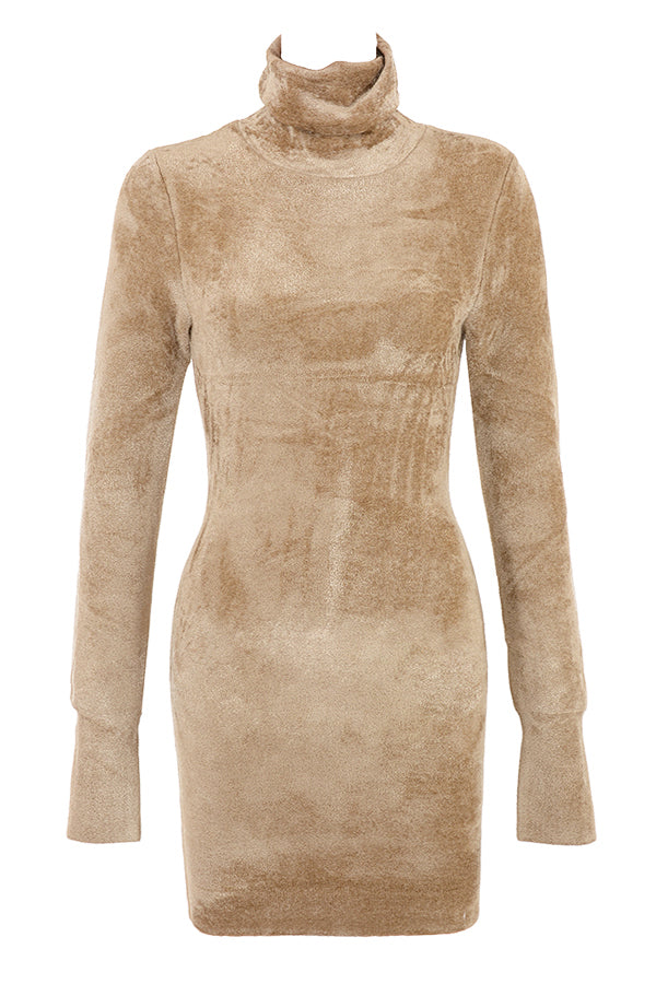 Mini-robe en chenille fauve