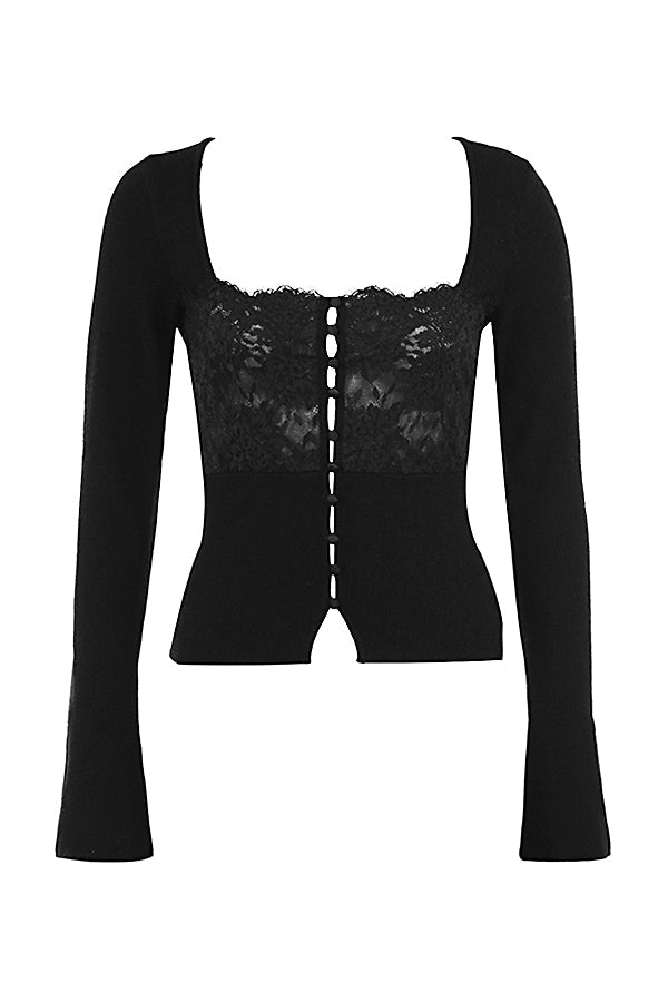 Top avec bordure en dentelle noire