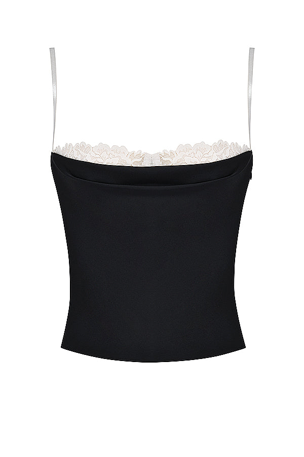 Top à armatures noir blanc cassé avec mini-jupe