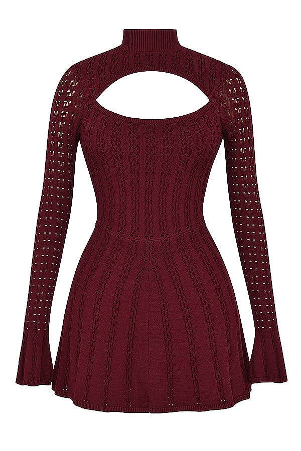 Robe corset en maille bordeaux