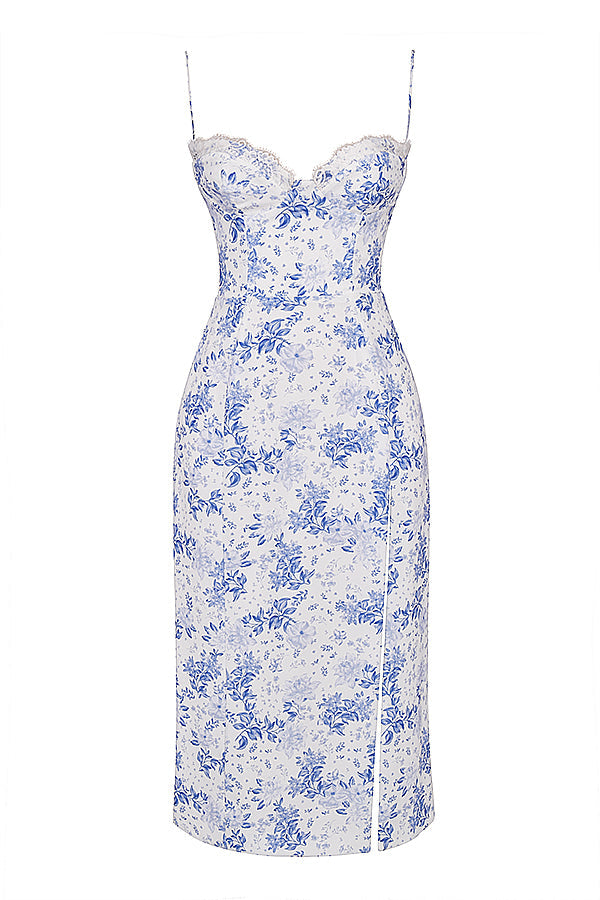 Corset imprimé midi zonnejurk