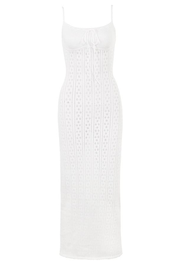 Robe longue en maille blanche