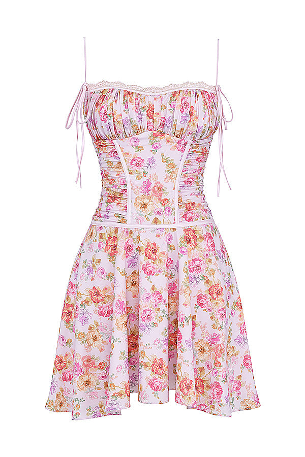 Robe corset à imprimé lavande clair