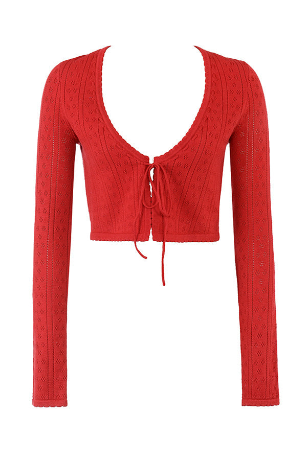 Haut en maille côtelée cerise avec pantalon capri en maille