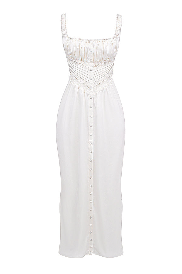 Robe longue en soie véritable ivoire