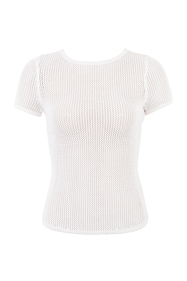 Top en maille blanc avec mini-jupe