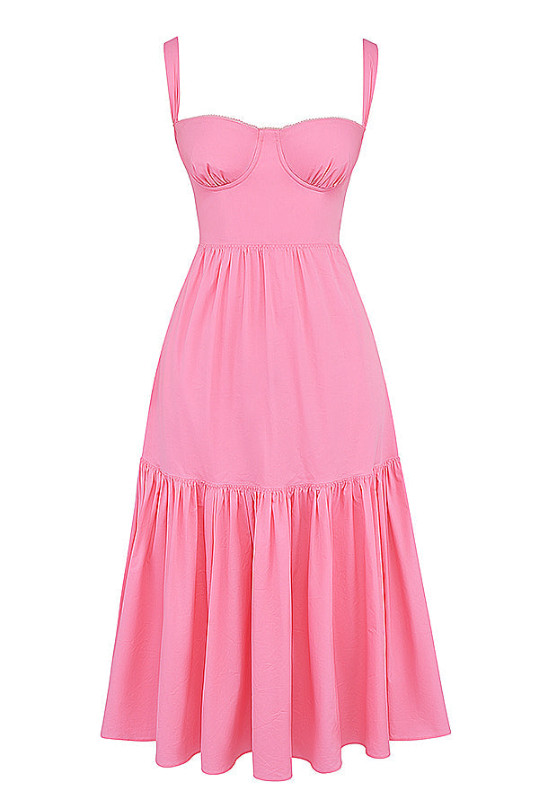 Robe d'été midi rose française