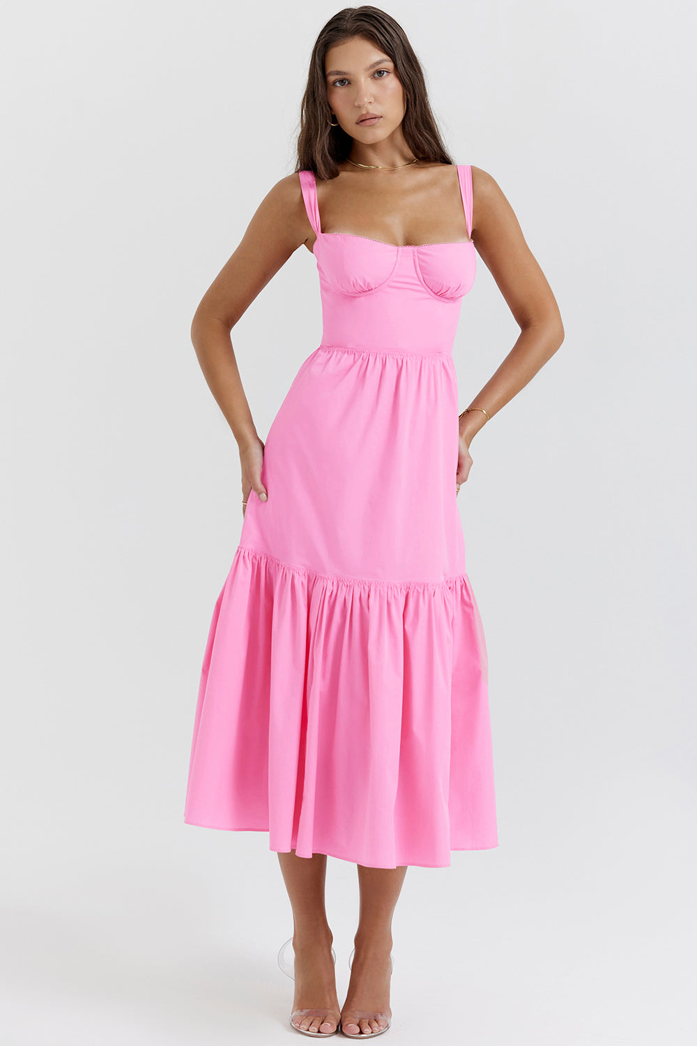 Robe d'été midi rose française