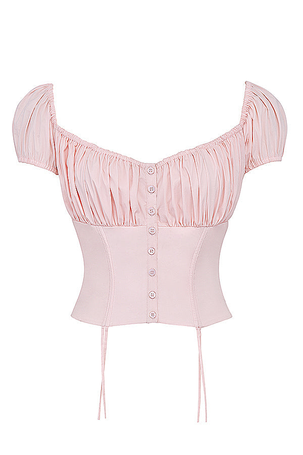 Top rose bébé à volants