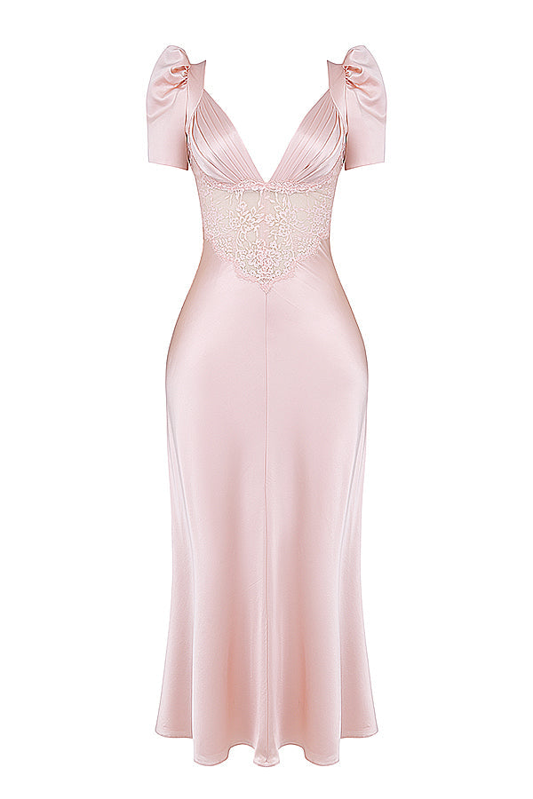 Robe en pure soie et dentelle