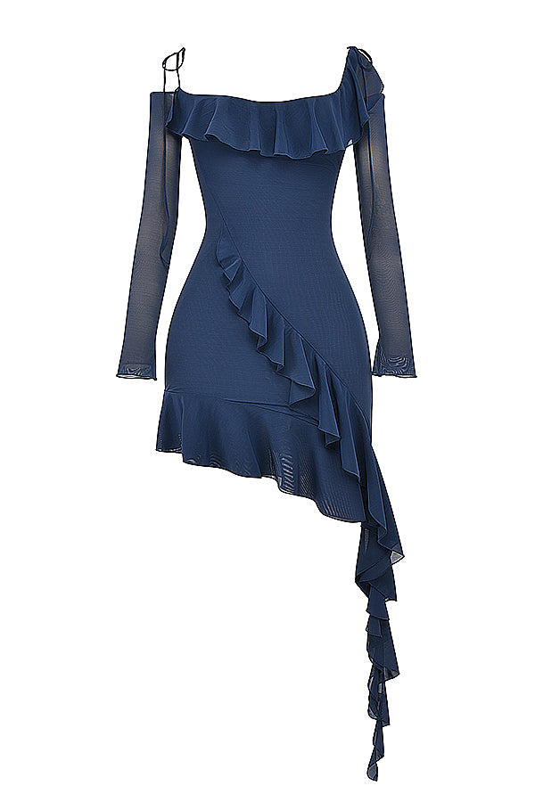 Mini-robe bleu marine française à volants