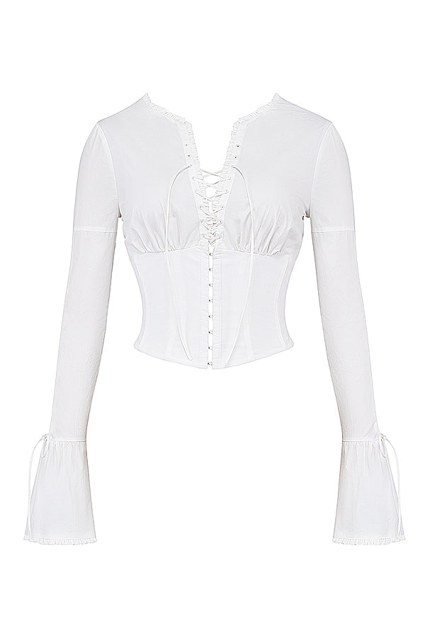 Haut en dentelle blanche