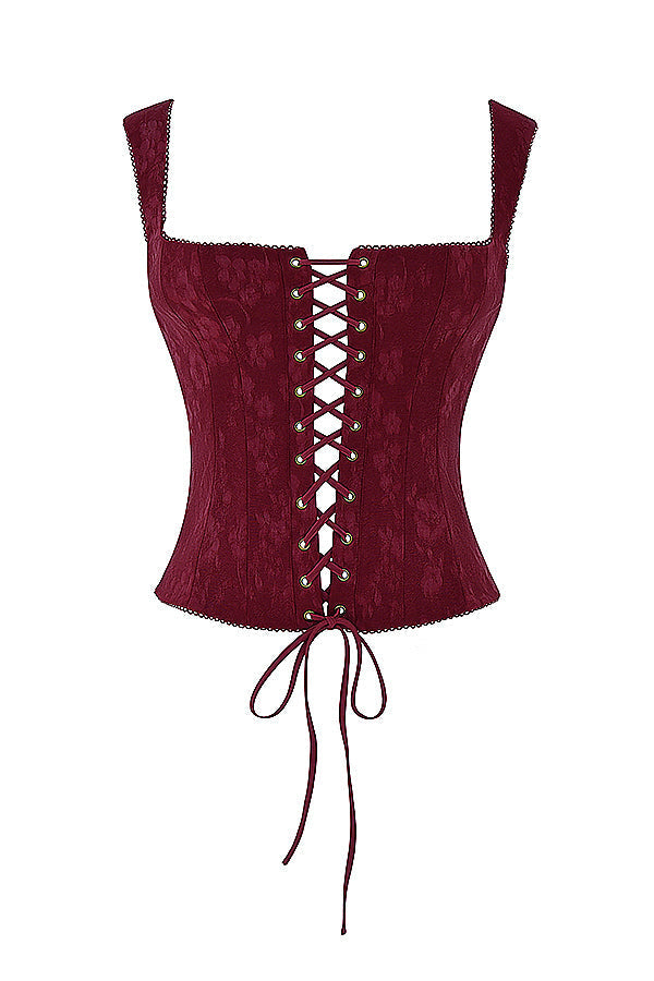 Corset fleuri Merlot