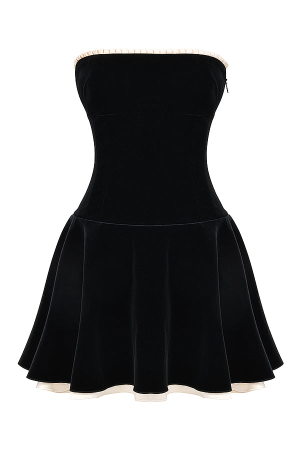 Robe bustier en velours noir